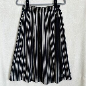 J.Crew Black White Vertical Stripe Pleated Midi Skirt Size 4 Lined